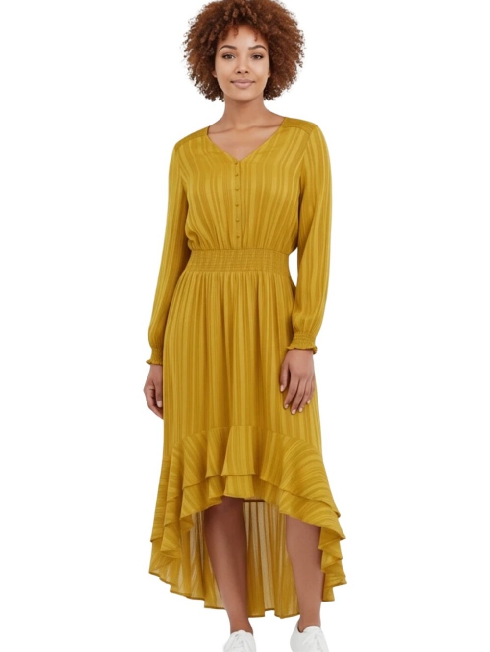 Nanette Lepore high low Ruffle Fully Lined Gold Ray Dress Plus‎ Size 16 New